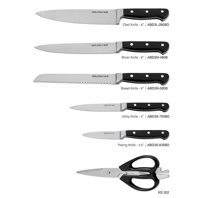 black kitchen knife set