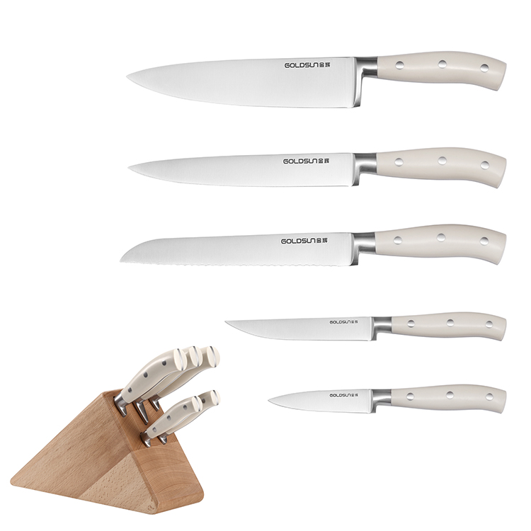 Creamy-Classic Forged 6-piece Knife Set with Block