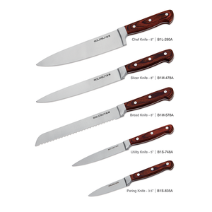 Pucker Wood Handle Damascus Knife Set